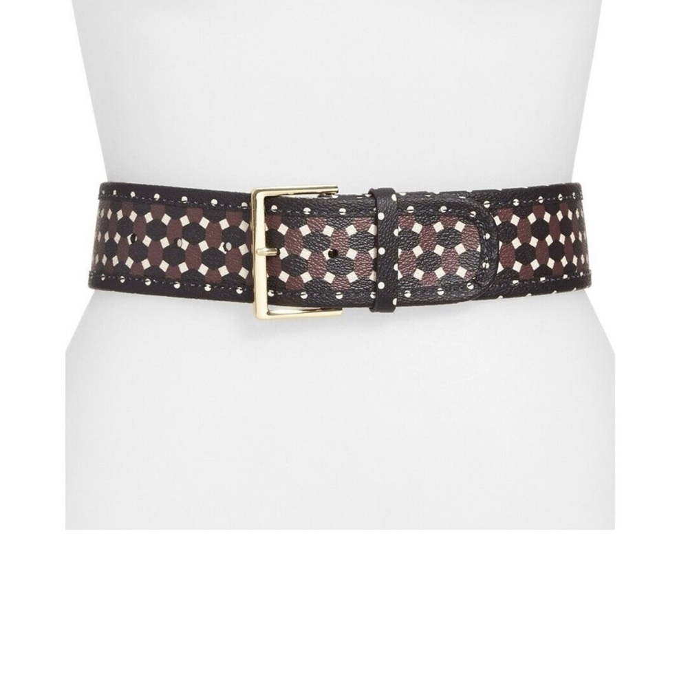 NWT TORY BURCH JAVA MULTI COLOR HABER PRINT GOLD TONE BUCKLE BELT SIZE LARGE